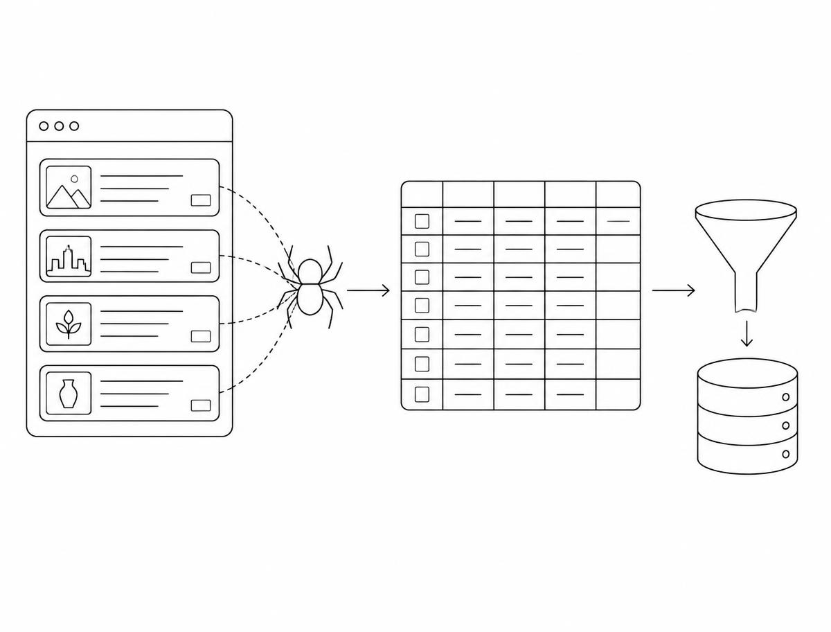 Monochrome illustration representing Data Extraction